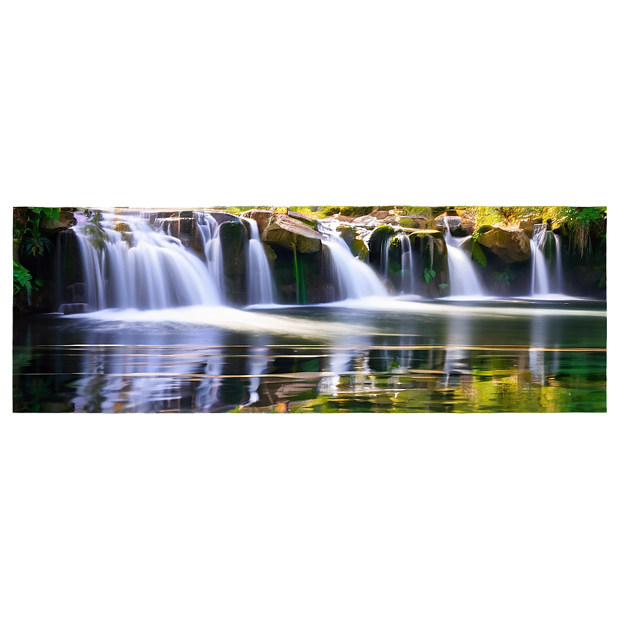 Waterfall And Reflective Lake Png 05212024 PNG Image