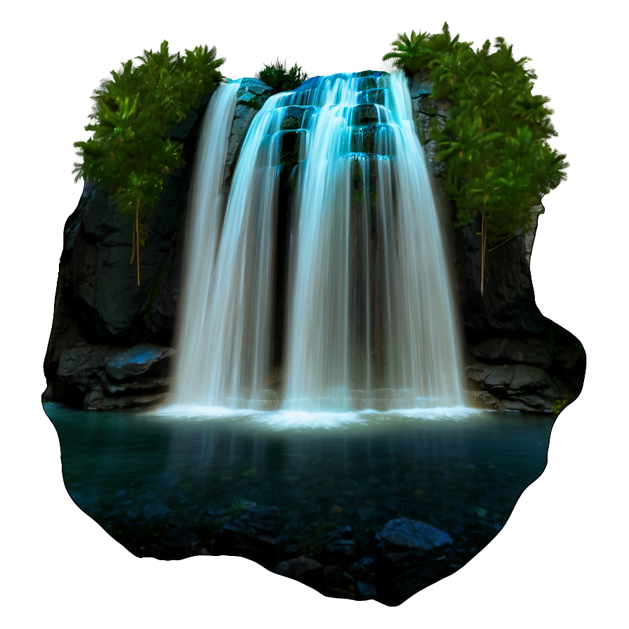 Waterfall By The Moonlit Night Png 05212024 PNG Image