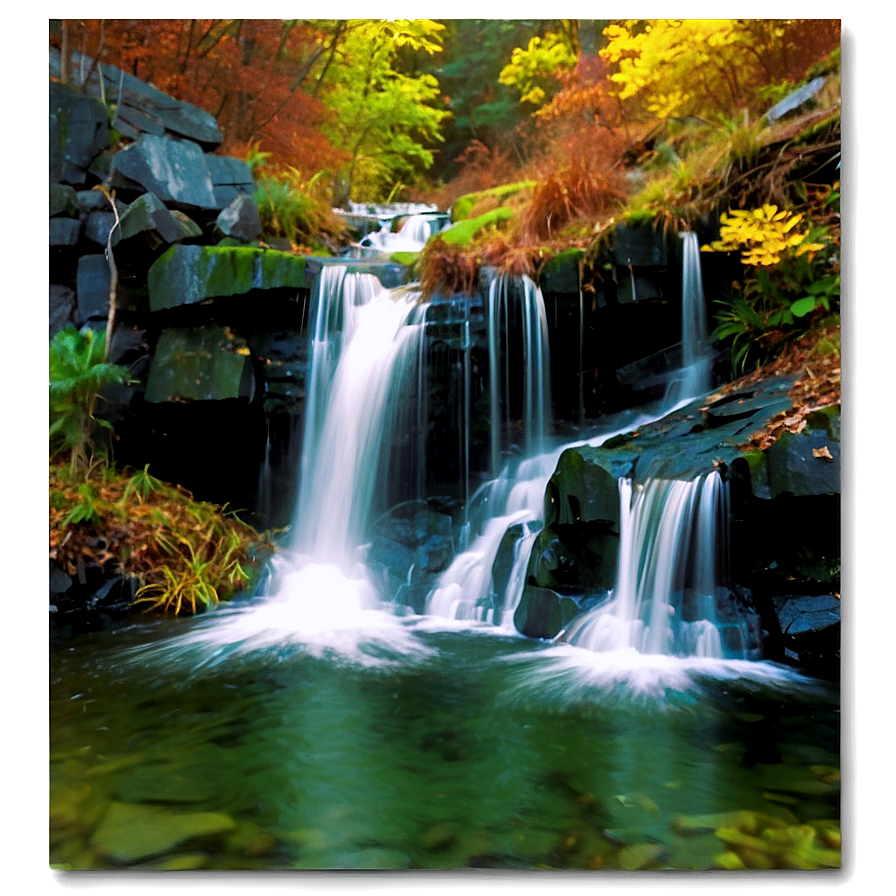 Waterfall In Autumn Forest Png 40 PNG Image