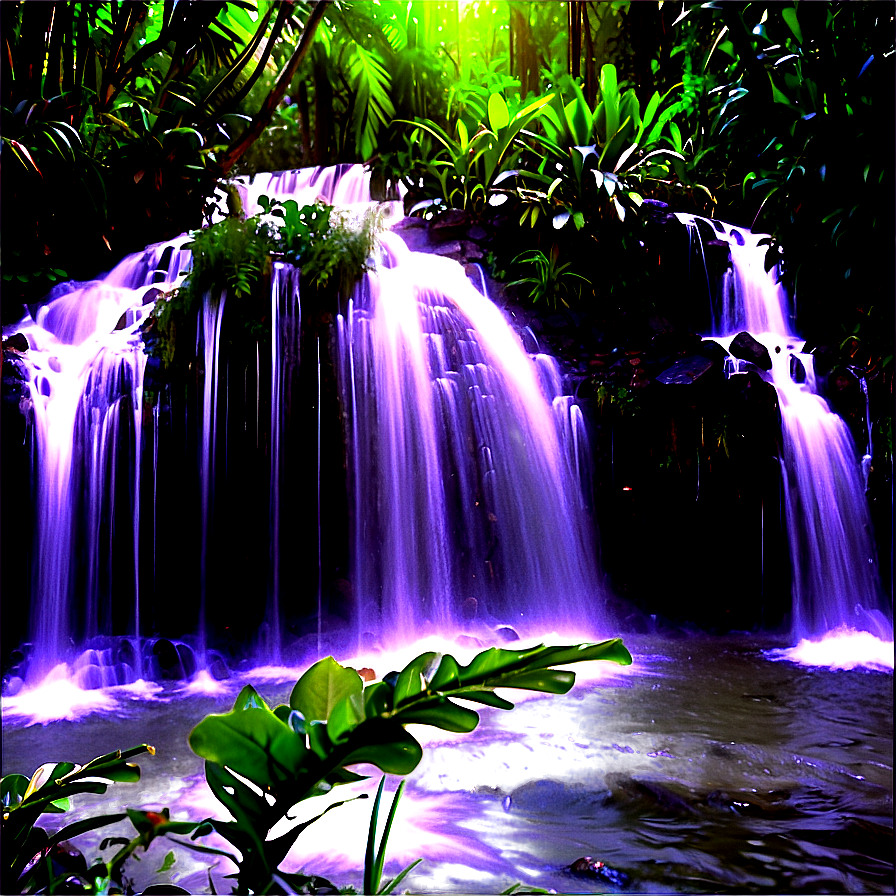 Waterfall In Dense Jungle Png Hrl PNG Image