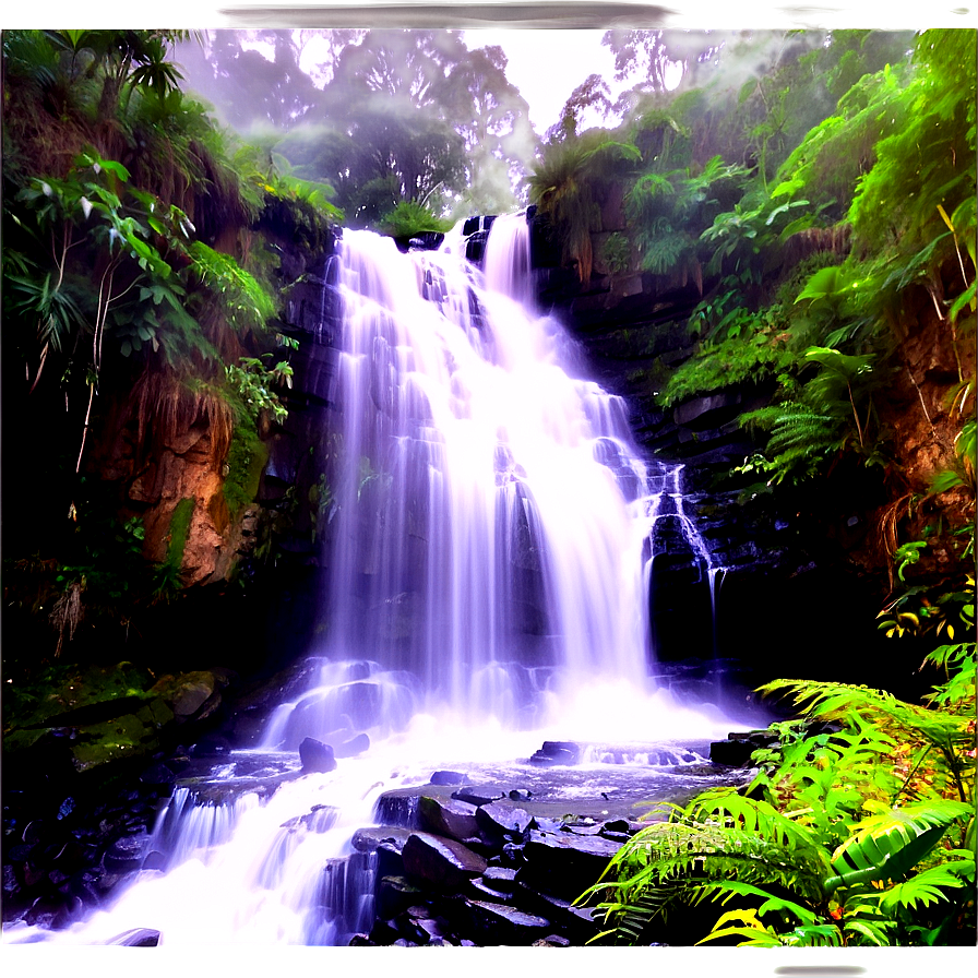 Waterfall In Misty Morning Png 05212024 PNG Image