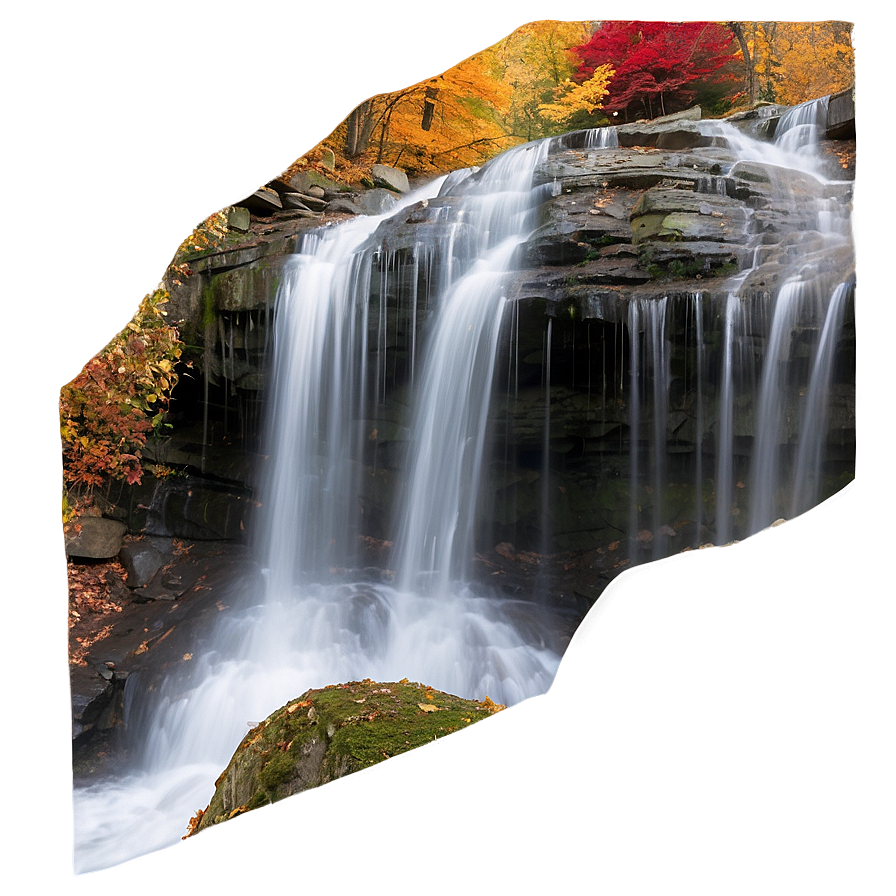 Waterfall Through Autumn Leaves Png 4 PNG Image