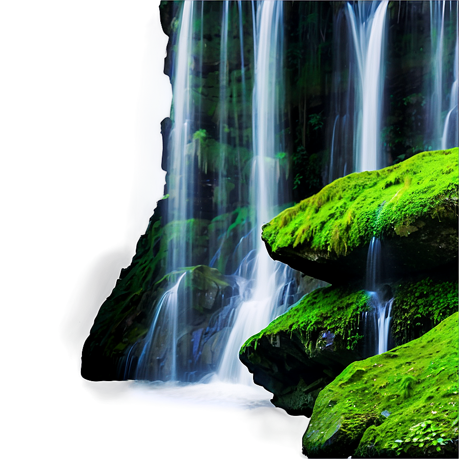 Waterfall With Mossy Rocks Png Maa15 PNG Image