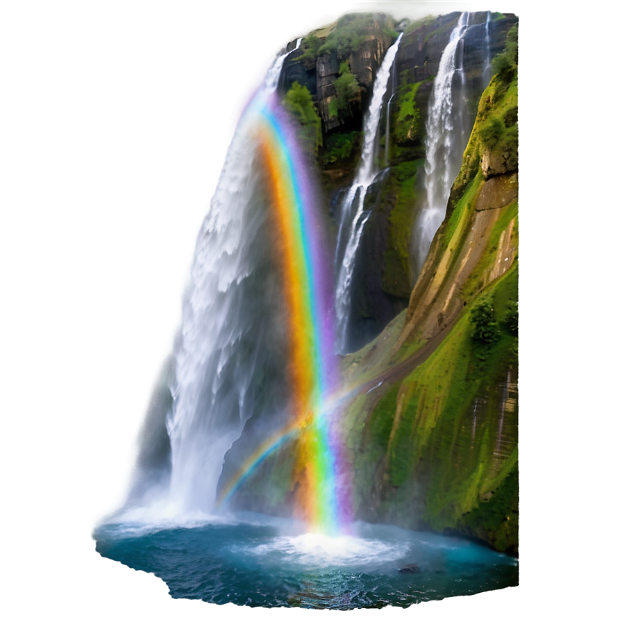 Waterfall With Rainbow Png Dli35 PNG Image