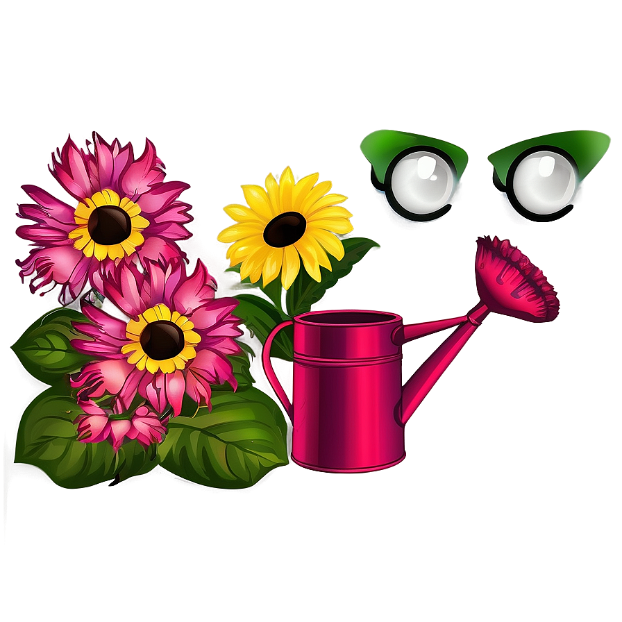 Watering Can And Flowers Png Vsk PNG Image