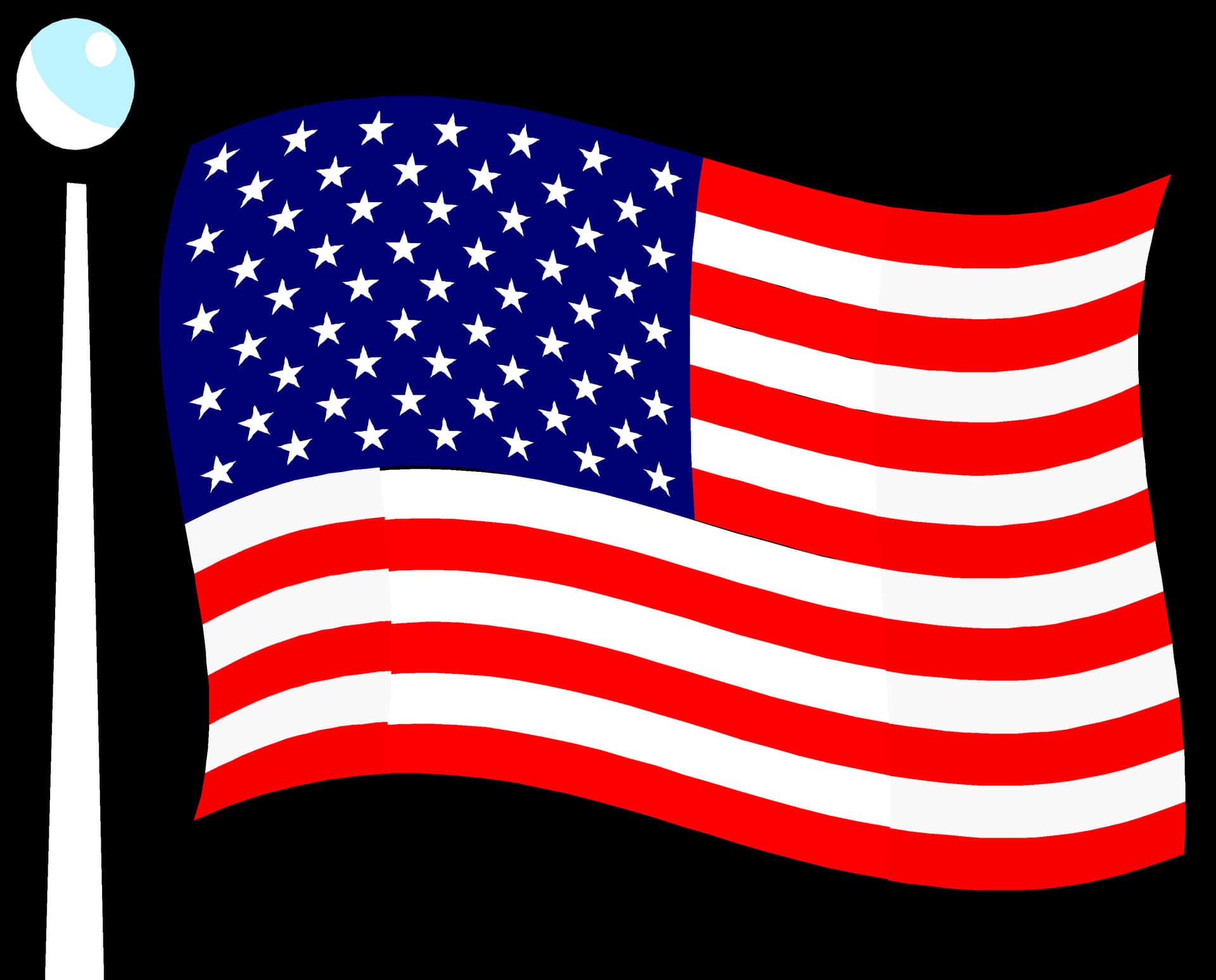 Waving American Flag Illustration PNG Image