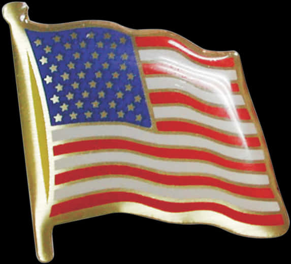 Waving American Flag Pin PNG Image