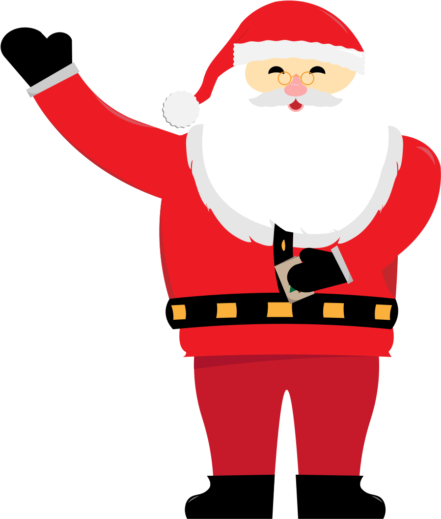 Waving Santa Claus Vector PNG Image