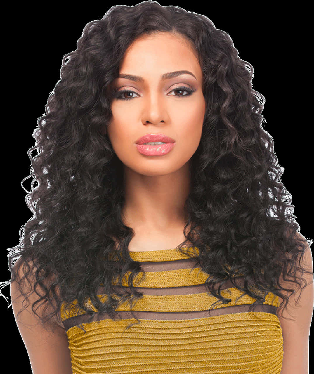 Wavy Hair Beauty Portrait PNG Image