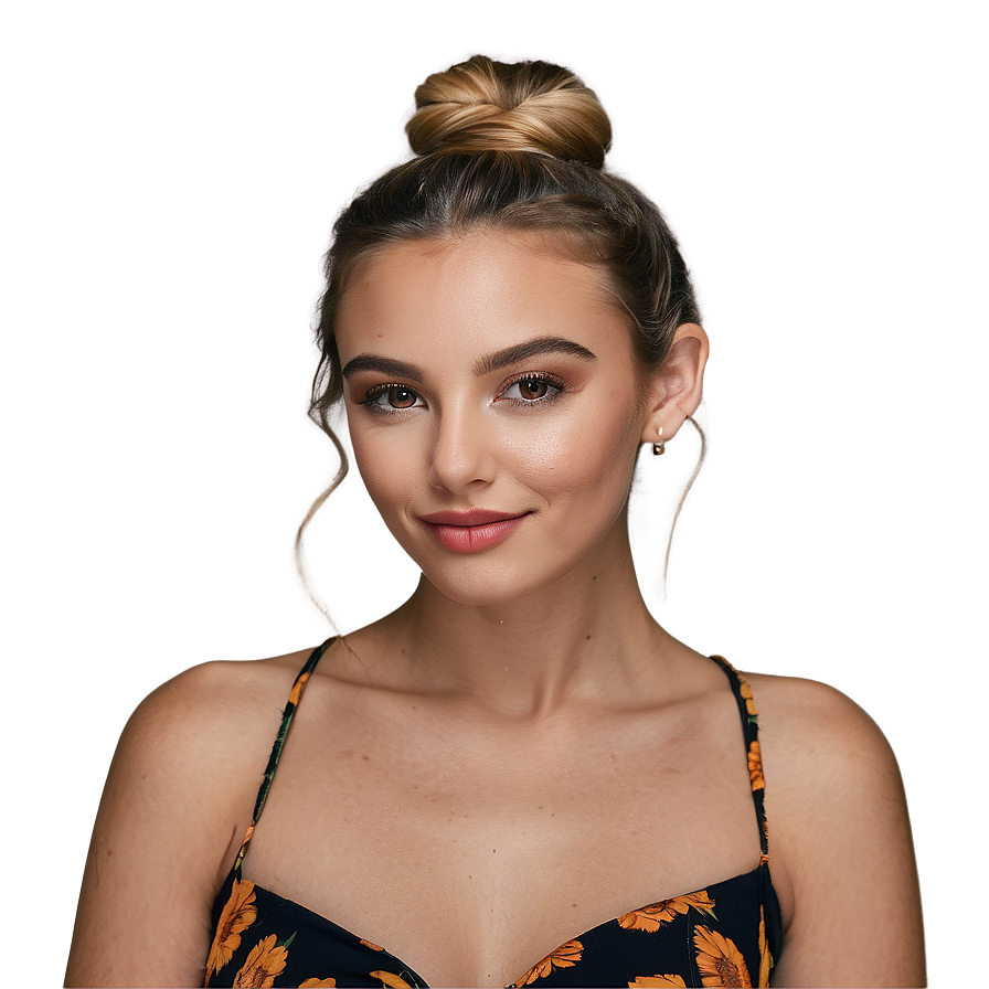 Wavy Hair Bun Style Png Rtv62 PNG Image