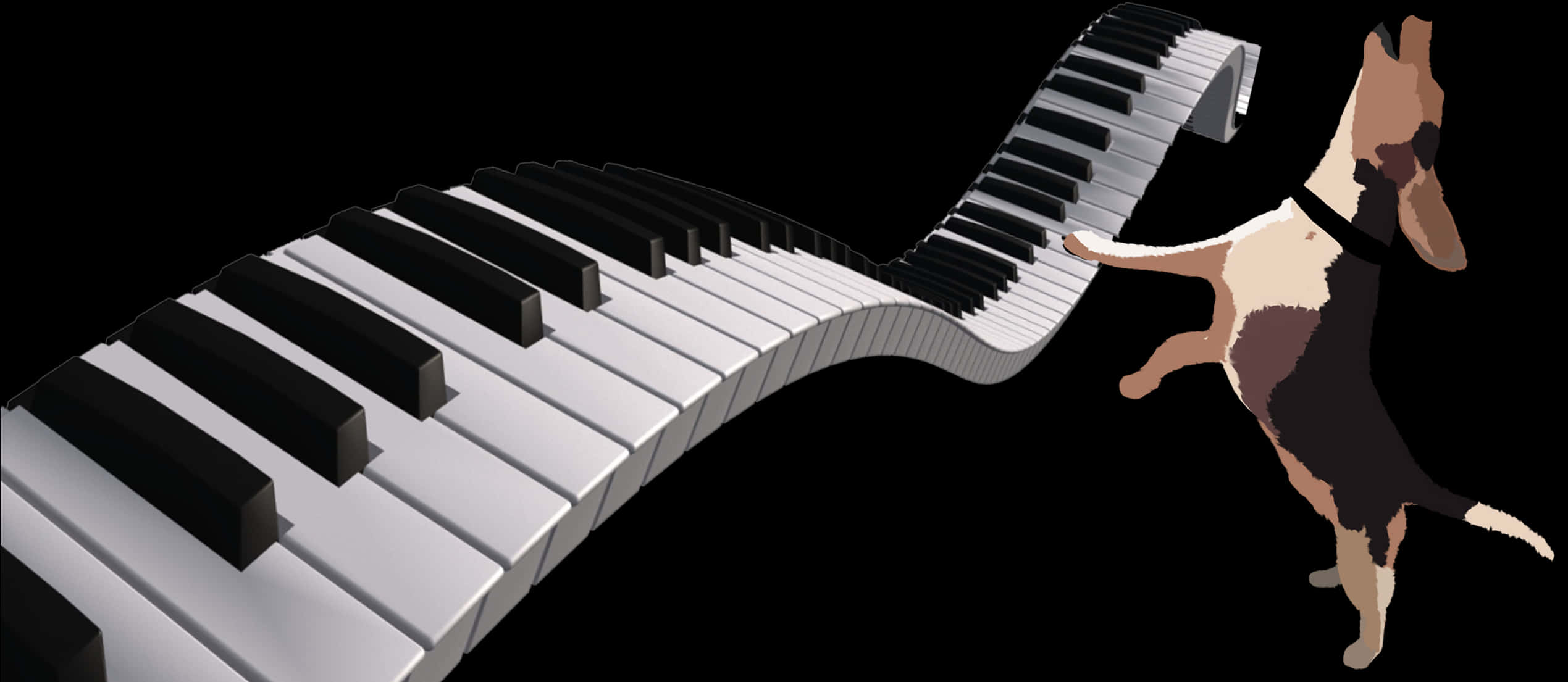 Wavy Piano Keyboardwith Dancing Dog PNG Image