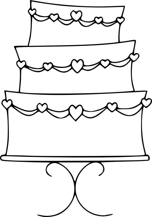 Wedding Cake Line Art PNG Image