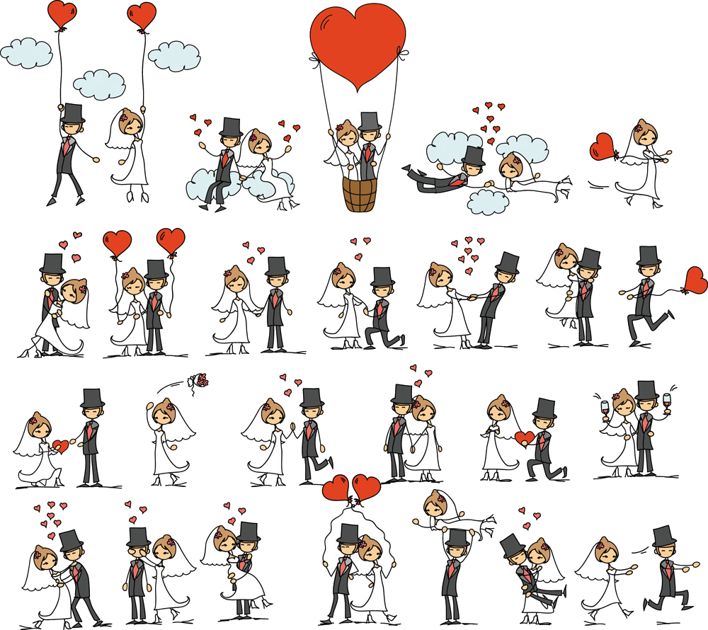 Wedding Cartoon Collection PNG Image