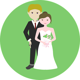 Wedding Couple Cartoon Illustration PNG Image