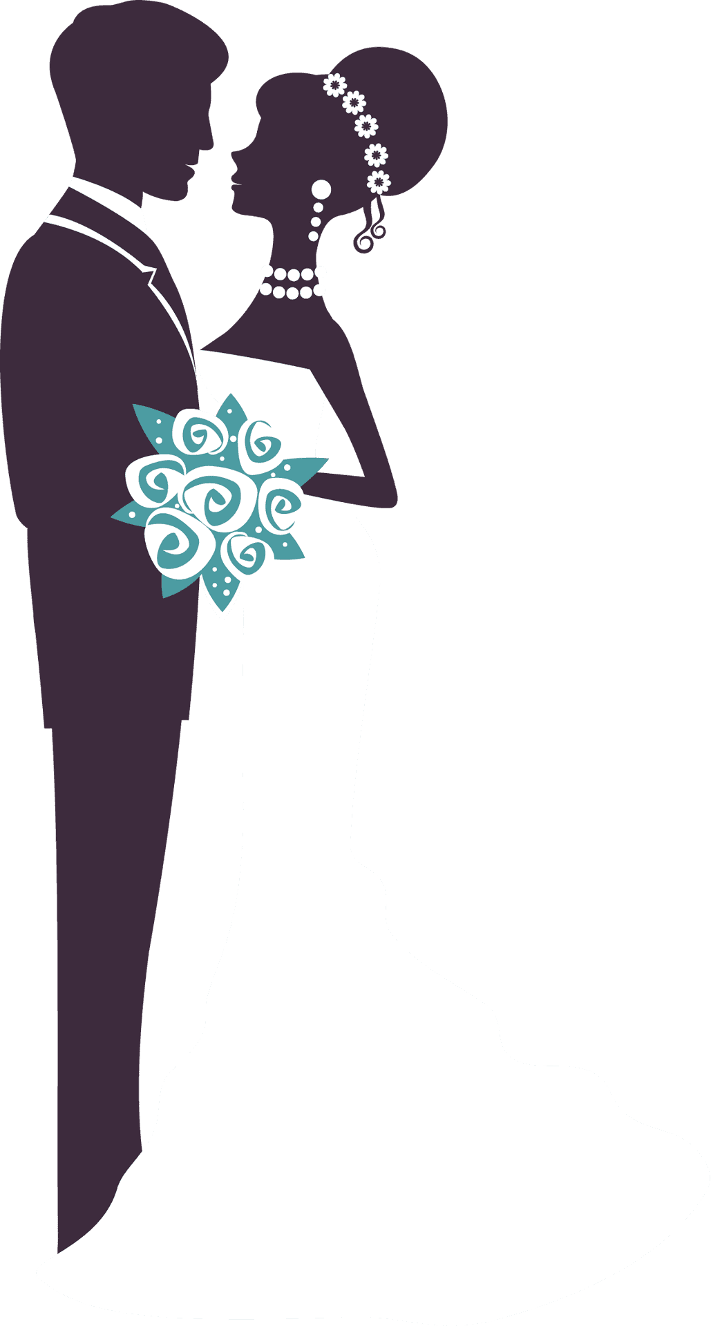 Wedding Couple Silhouette PNG Image