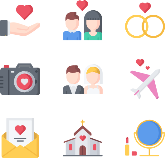 Wedding Icons Set PNG Image