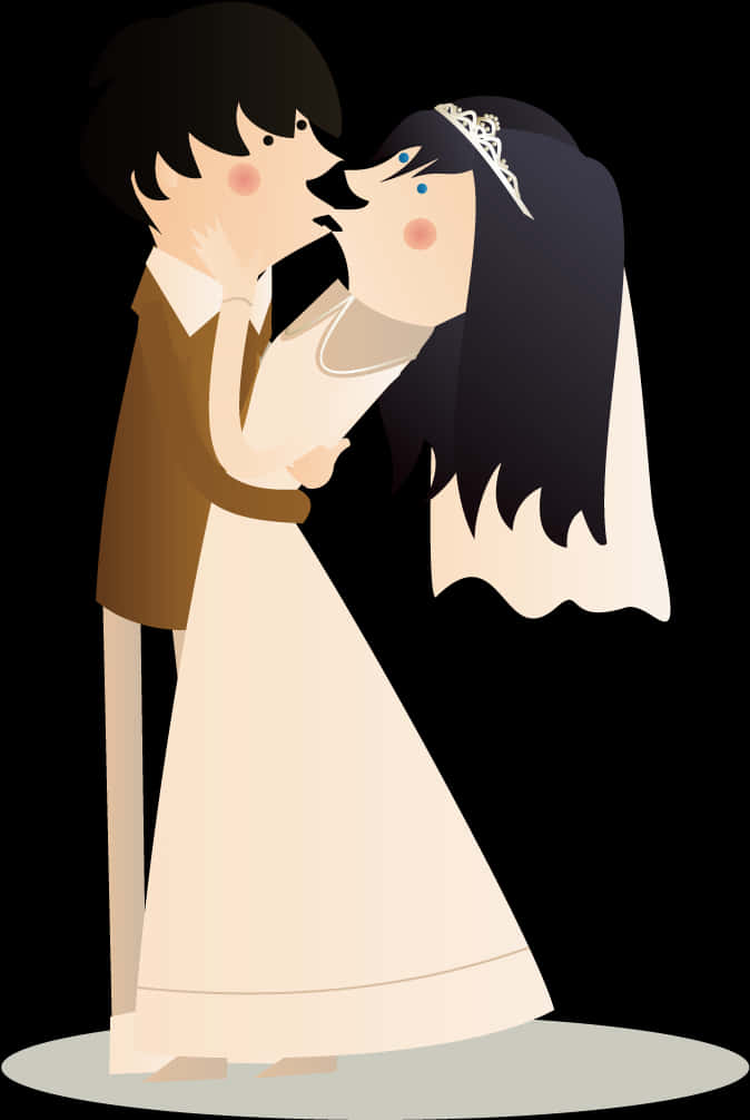 Wedding Kiss Cartoon PNG Image