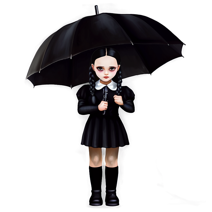 Wednesday Addams Black Umbrella Png Amx PNG Image