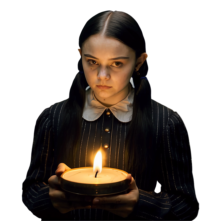 Wednesday Addams Candlelit Reading Png 65 PNG Image