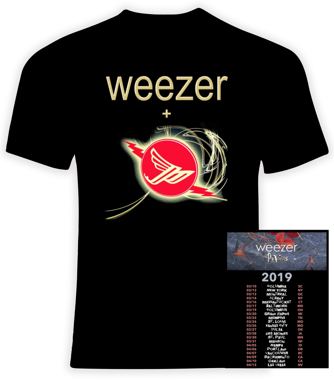 Weezer Band Tour T Shirt2019 PNG Image