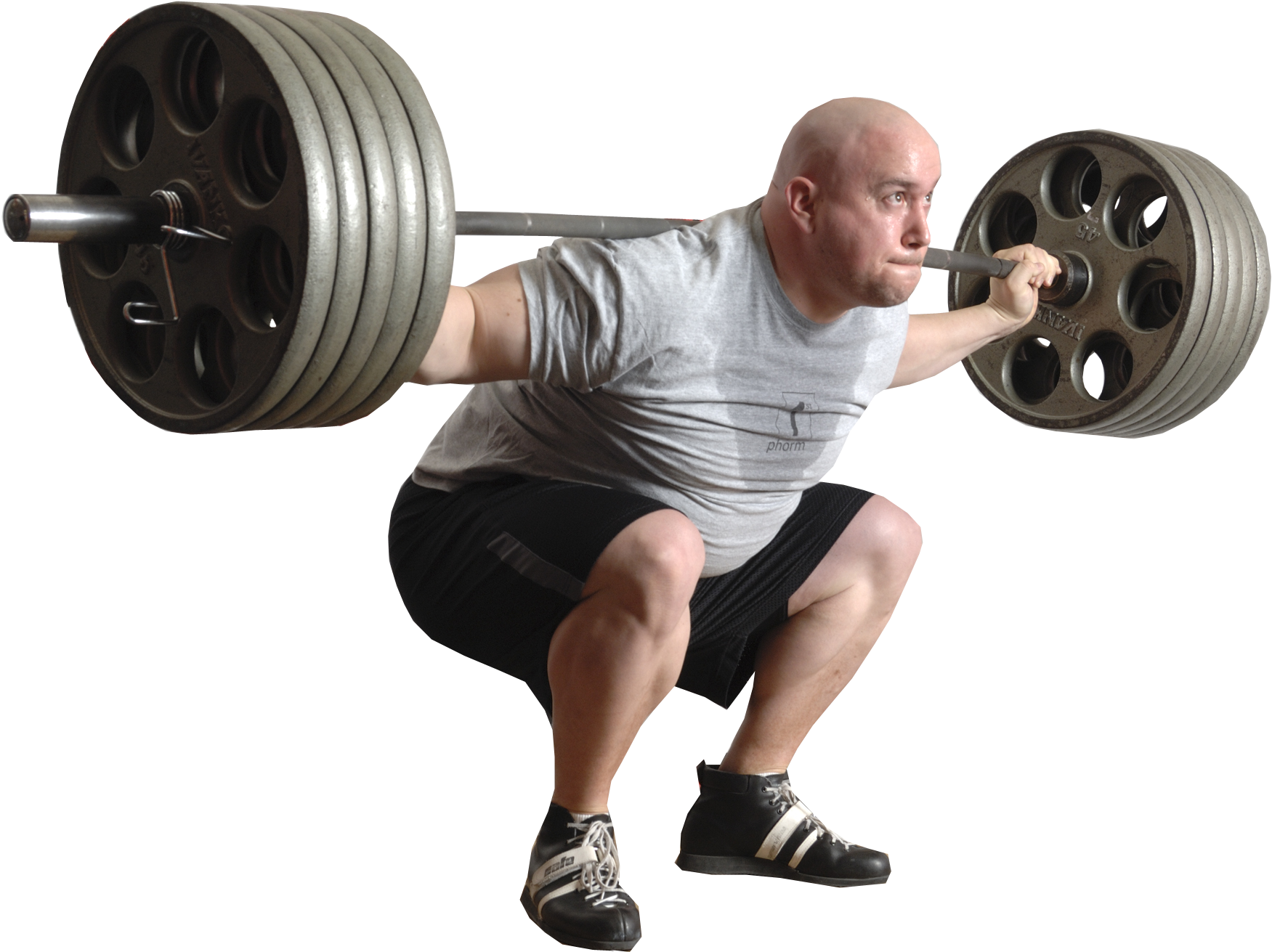 Weightlifter Performing Back Squat PNG Image