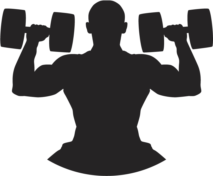 Weightlifter Silhouette Dumbbell Press PNG Image