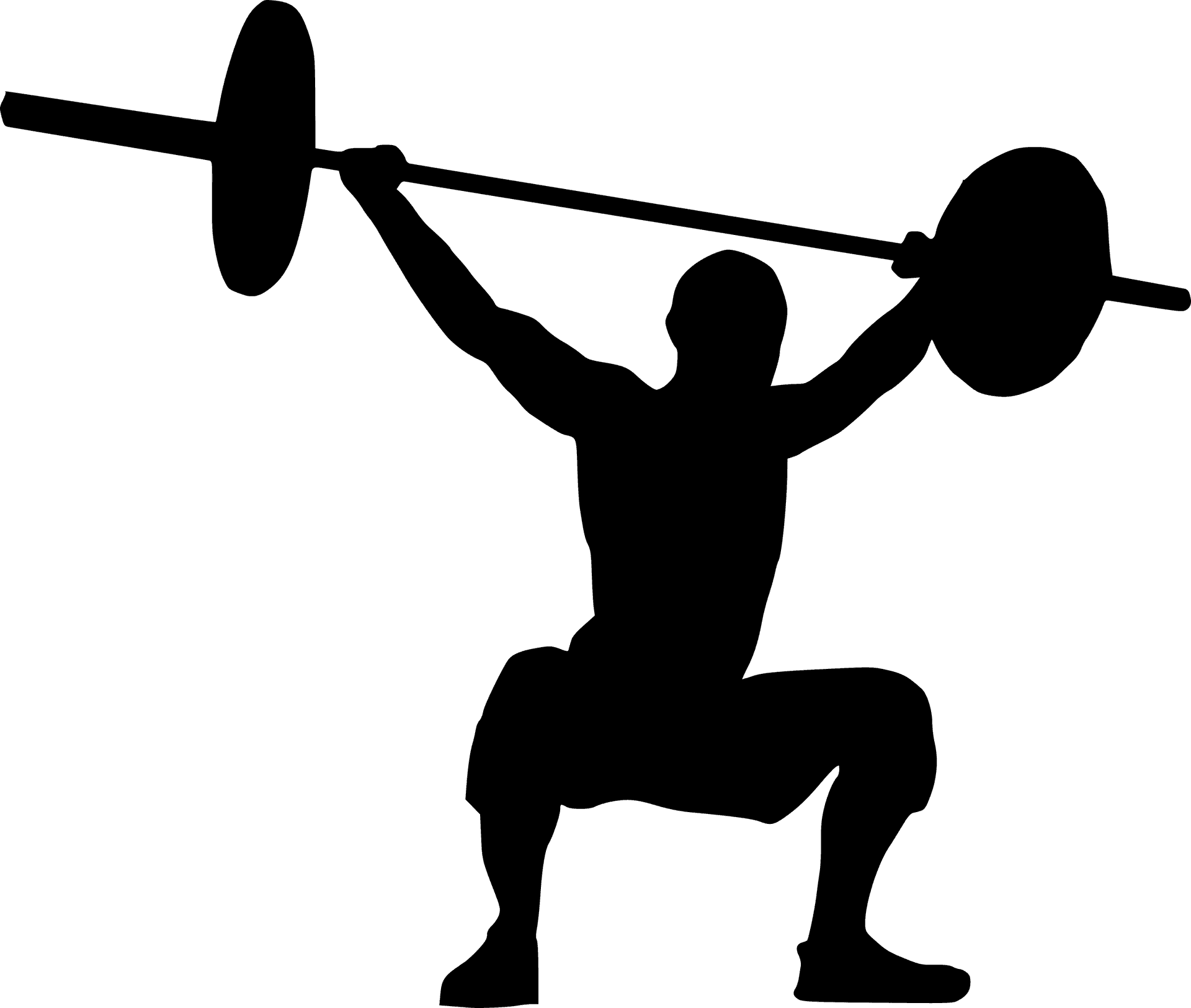 Weightlifter Silhouette Snatch Position PNG Image