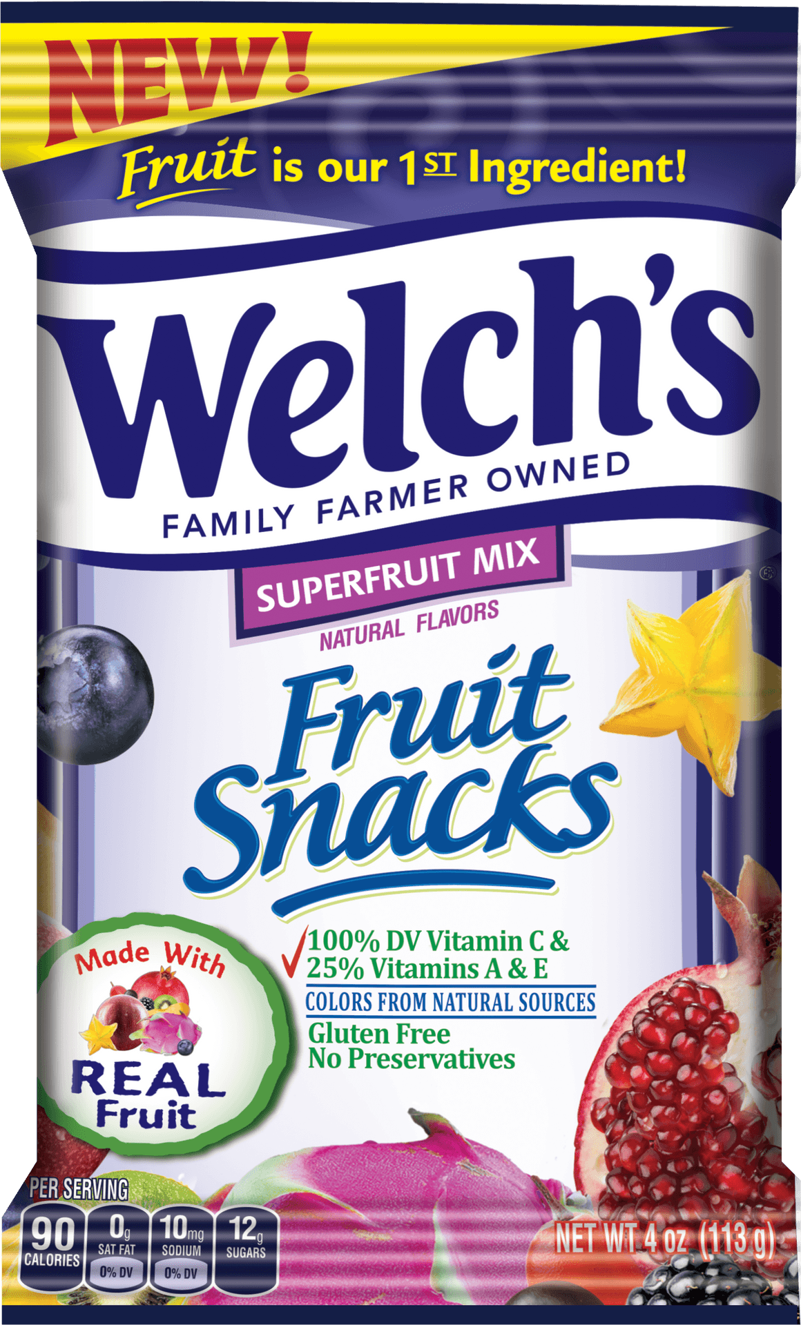 Welchs Superfruit Mix Fruit Snacks Package PNG Image