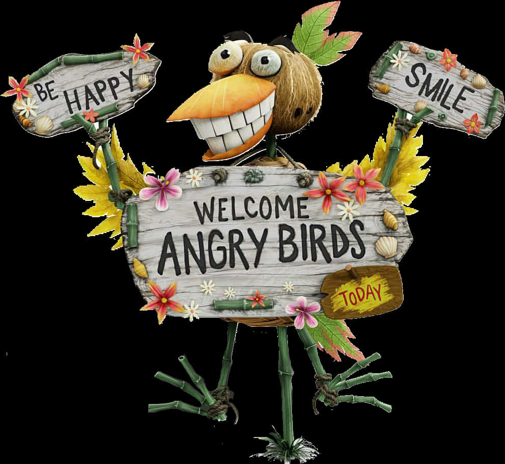 Welcome Angry Birds Signage Artwork PNG Image