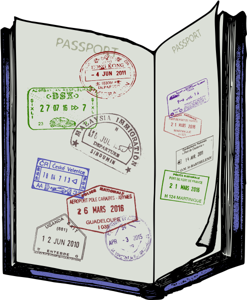 Well Traveled Passport Stamps PNG Image