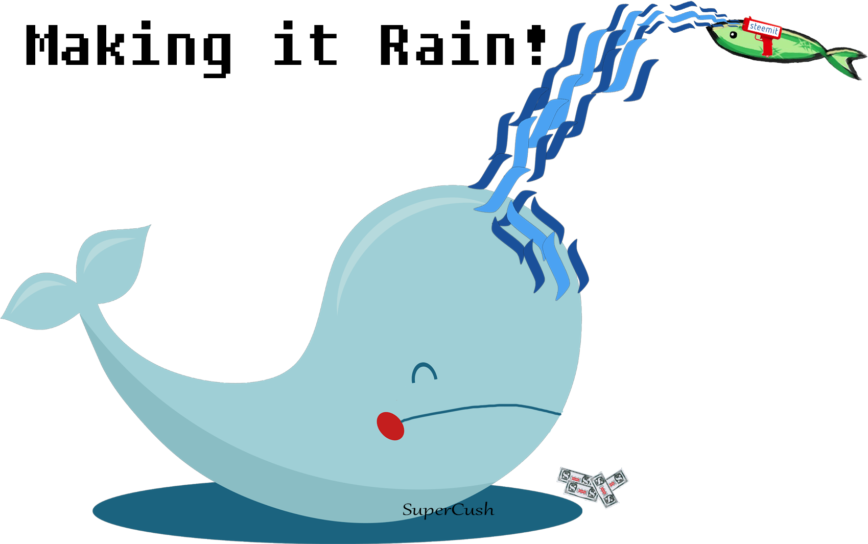 Whale Making It Rain Clipart PNG Image