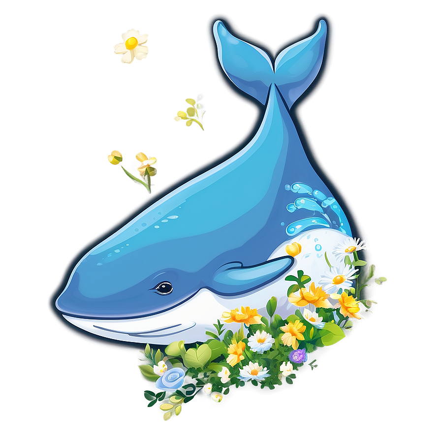 Whale With Flowers Png Lav PNG Image