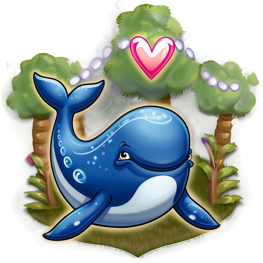 Whale With Heart Png Xdr75 PNG Image