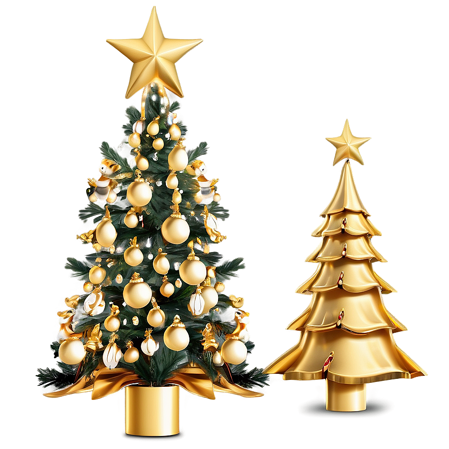 Whimsical Gold Christmas Tree Ideas Png Bvg PNG Image