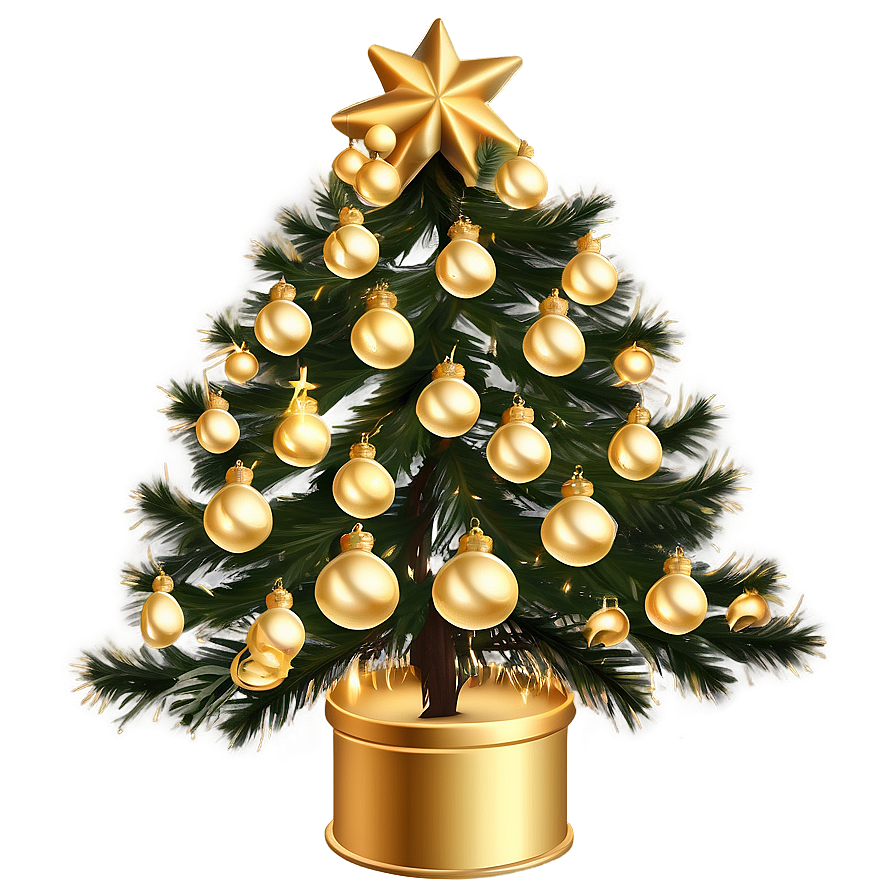 Whimsical Gold Christmas Tree Ideas Png Cvd73 PNG Image