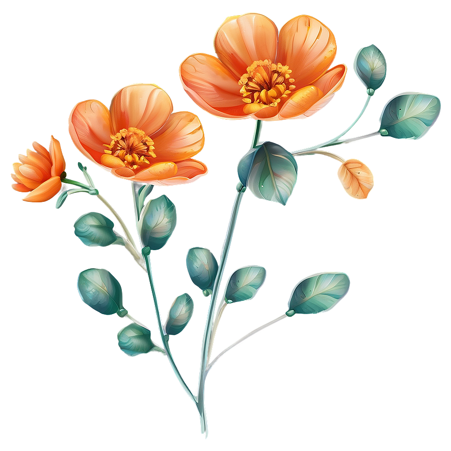 Whimsical Orange Bloom Png 06122024 PNG Image