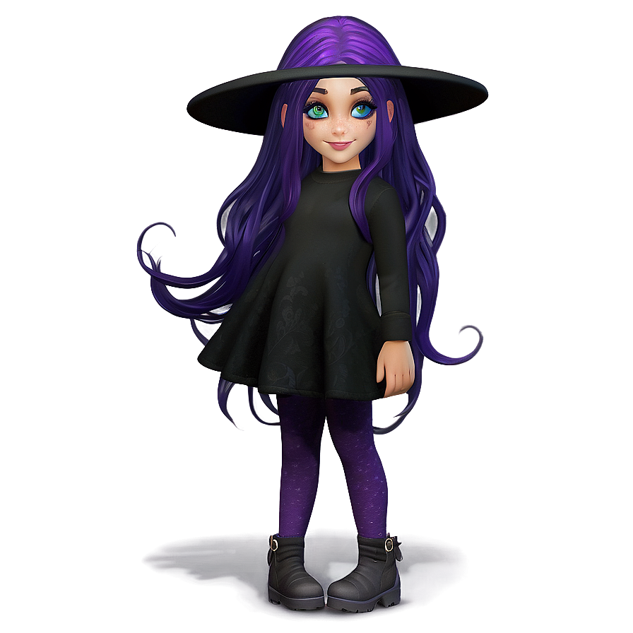 Whimsical Purple Hair Witchcraft Png 06272024 PNG Image