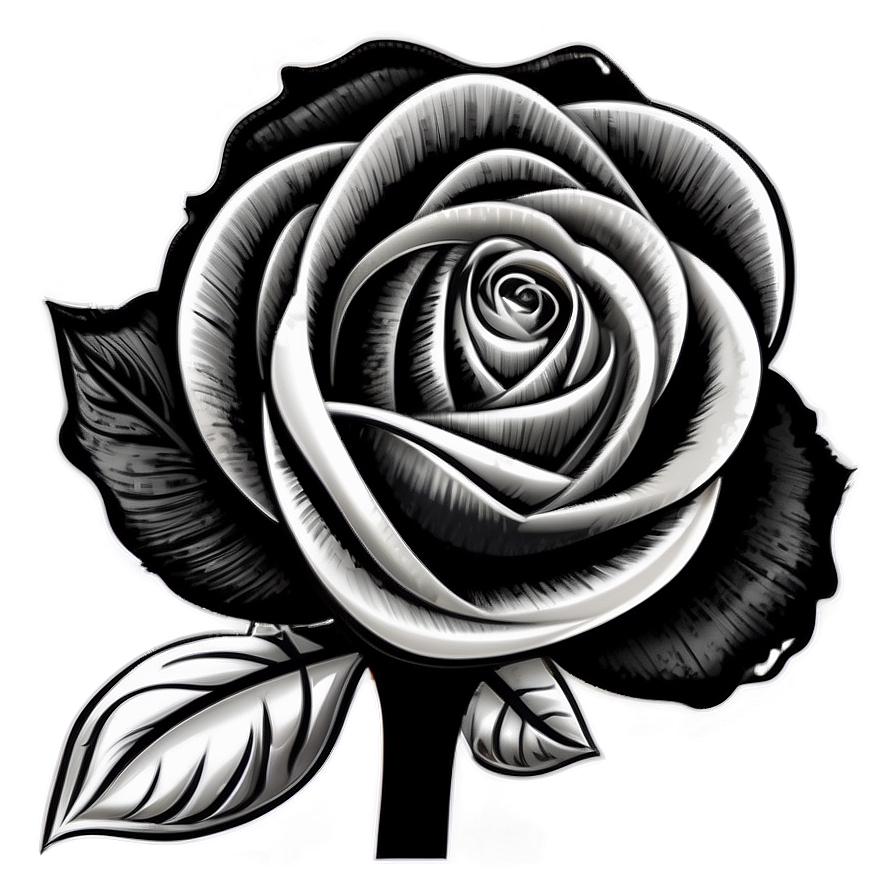 Whimsical Rose Black And White Png Ely PNG Image