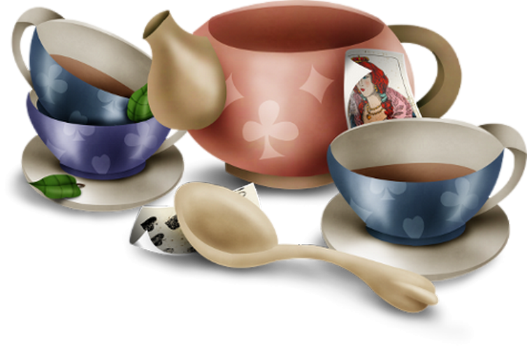 Whimsical Teacupsand Spoon PNG Image