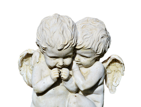 Whispering Cherub Statues PNG Image