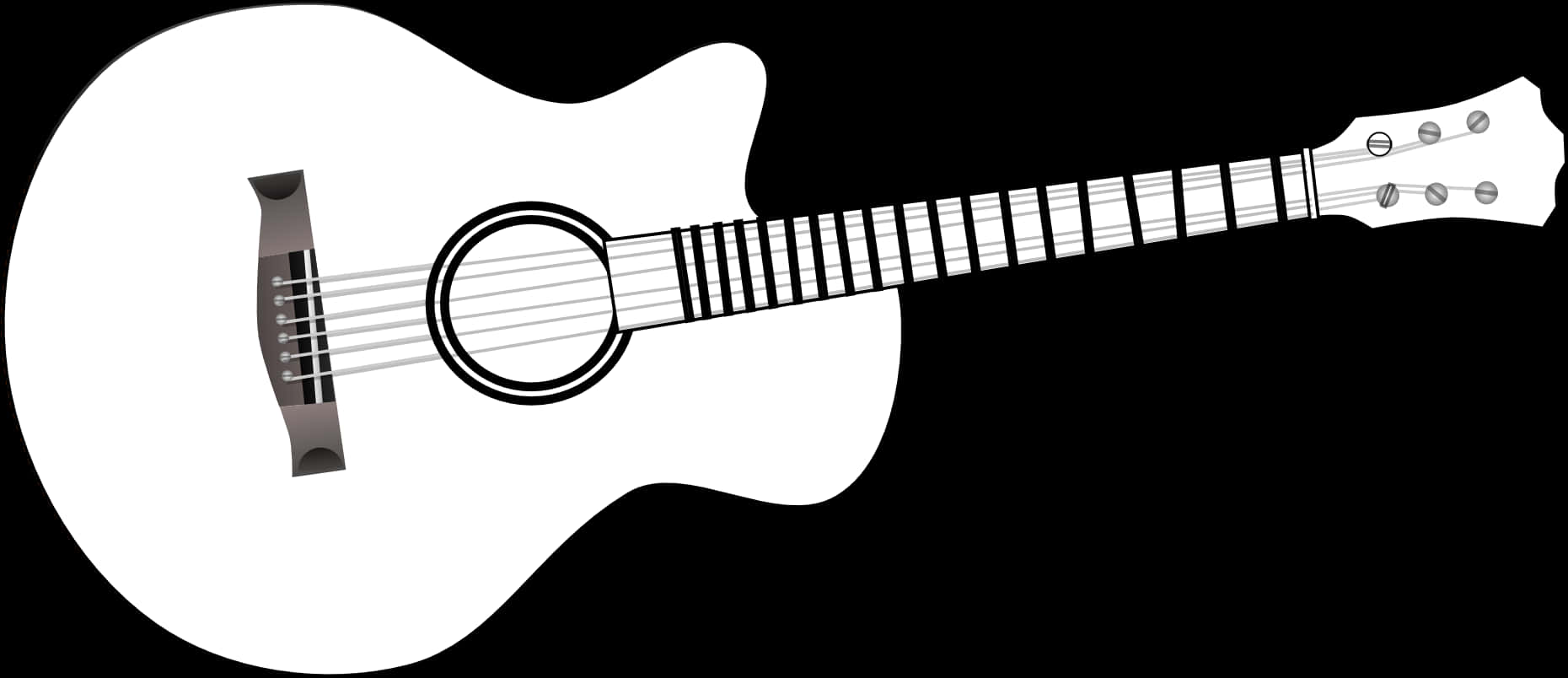 White Acoustic Guitar Vector Illustration PNG Image