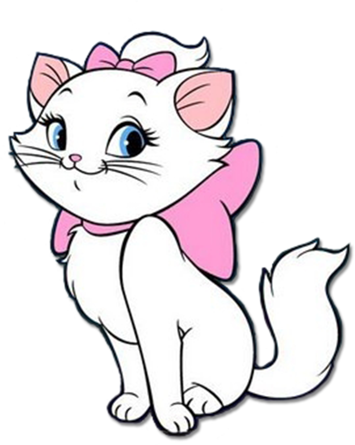 White Animated Kitten Pink Bow PNG Image