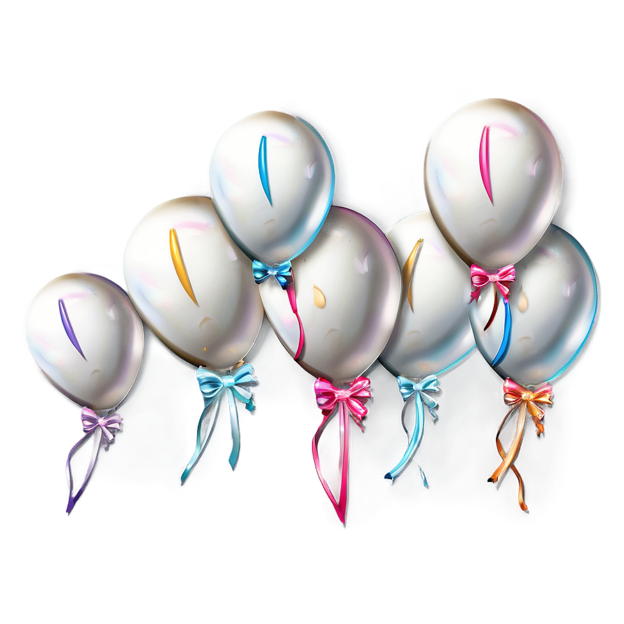 White Balloons With Bows Png Ckh20 PNG Image