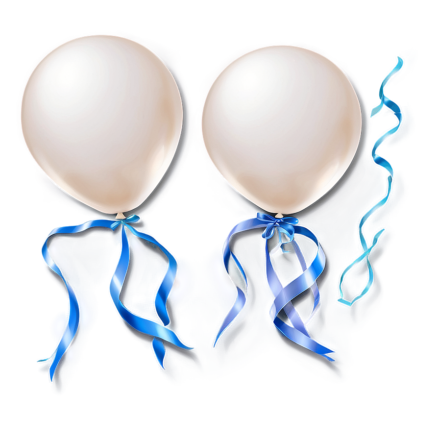 White Balloons With Ribbons Png Fes PNG Image