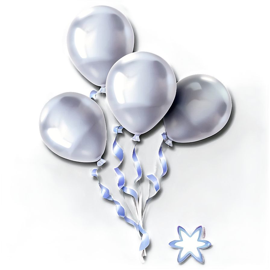 White Balloons With Stars Png 06122024 PNG Image