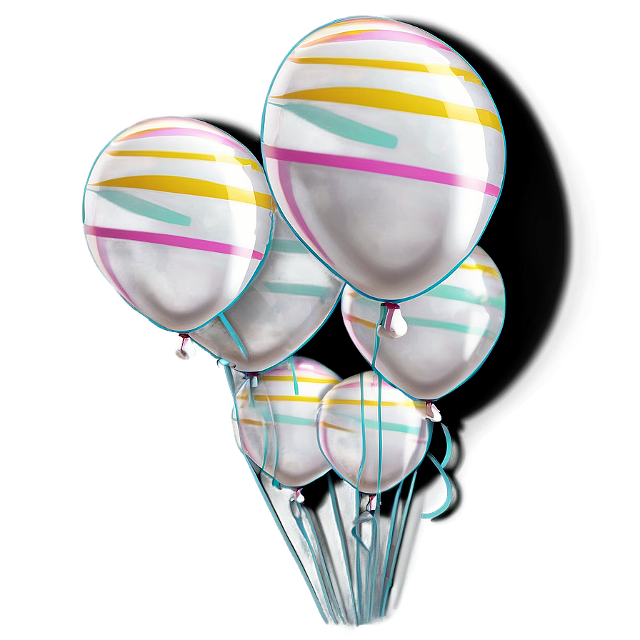 White Balloons With Stripes Png 90 PNG Image