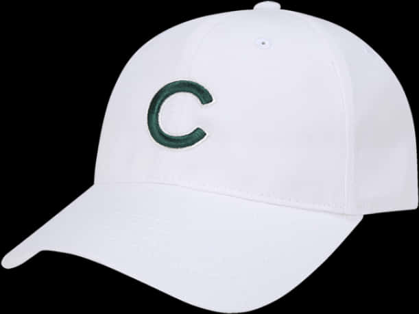 White Baseball Capwith Green C Letter PNG Image