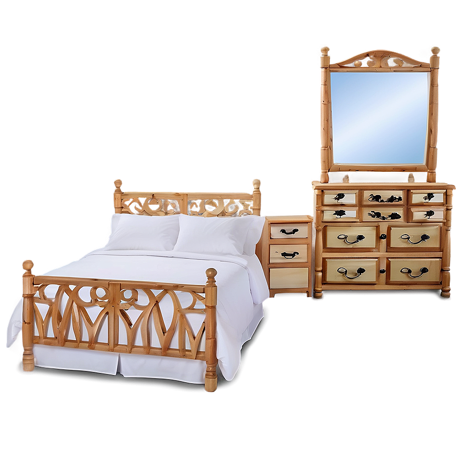 White Bed And Dresser Set Png Xdl PNG Image