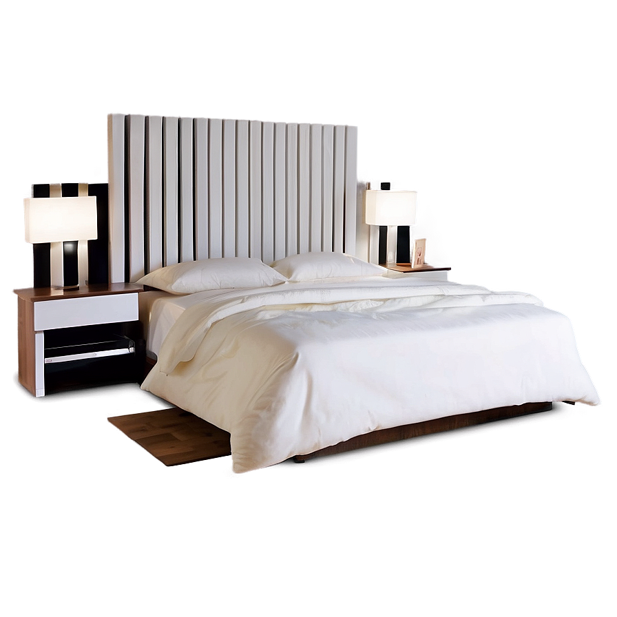 White Bed And Nightstand Png Fdl PNG Image