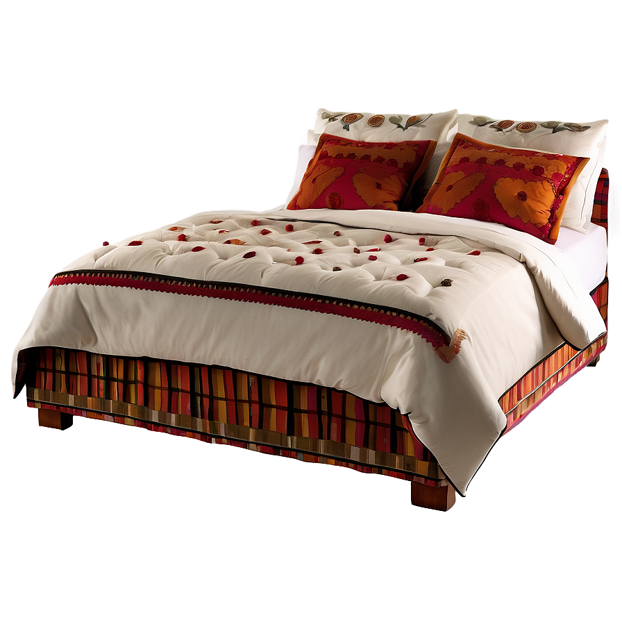 White Bed In Bohemian Style Png Rbn98 PNG Image